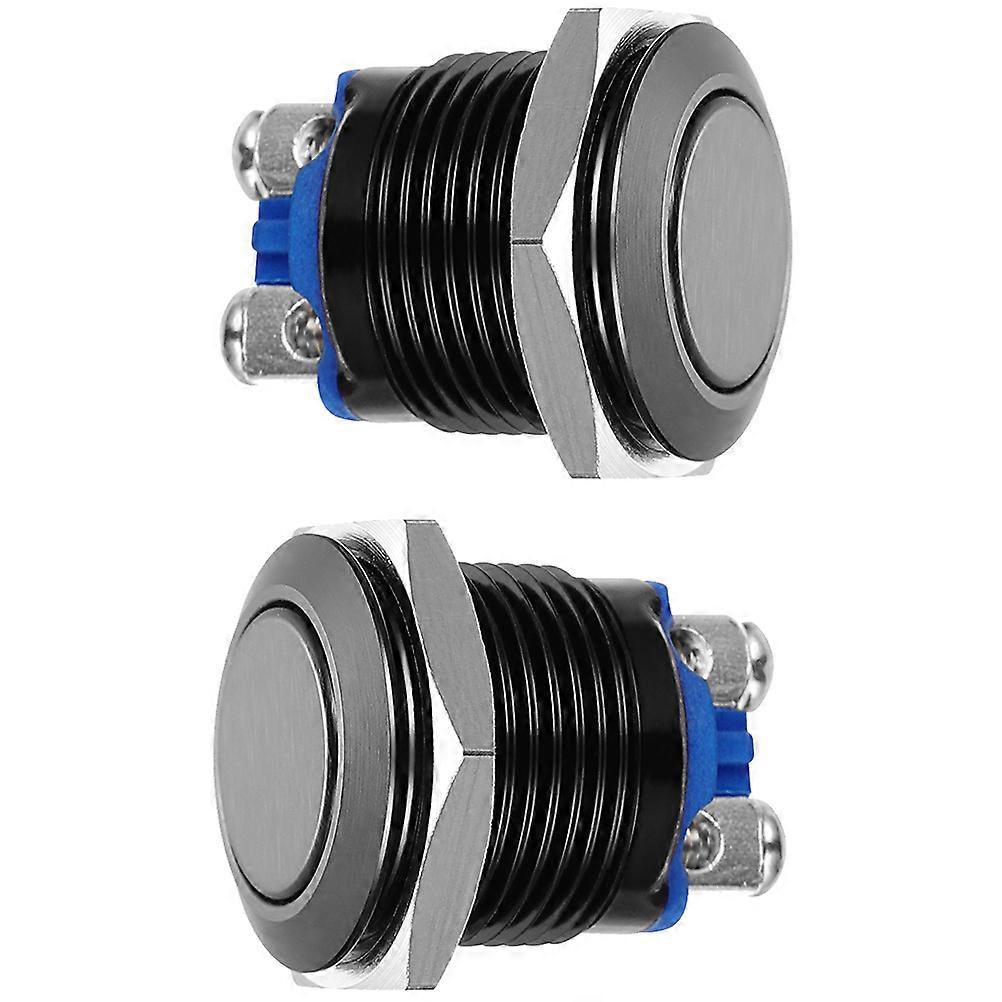 2pcs 16mm Momentary Push Button Black Shell Switch Door Industrial Reset Switch