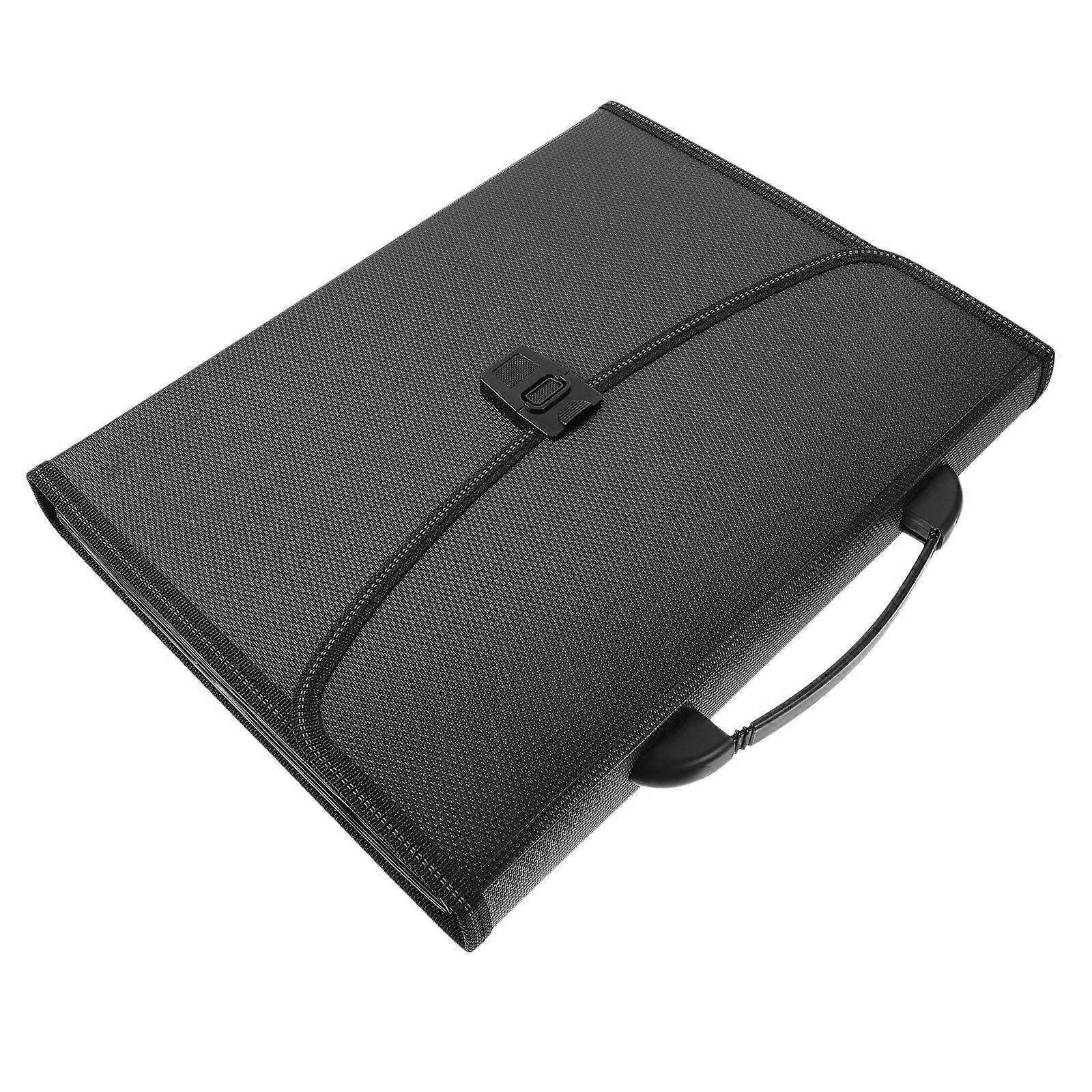 Portable File Folder for Files Holding 13 Slots Multilayer Document Organizer Black