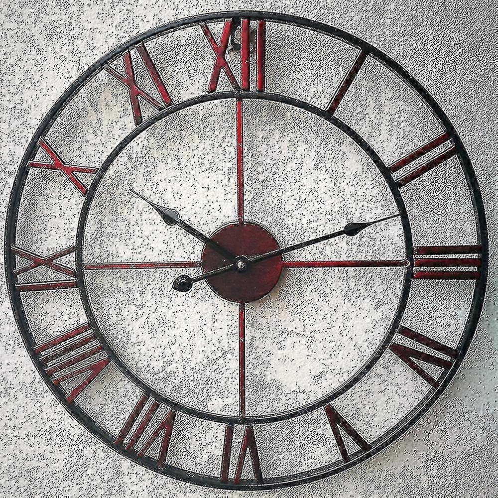 47cm Red Metal Roman Numerals Wall Clock