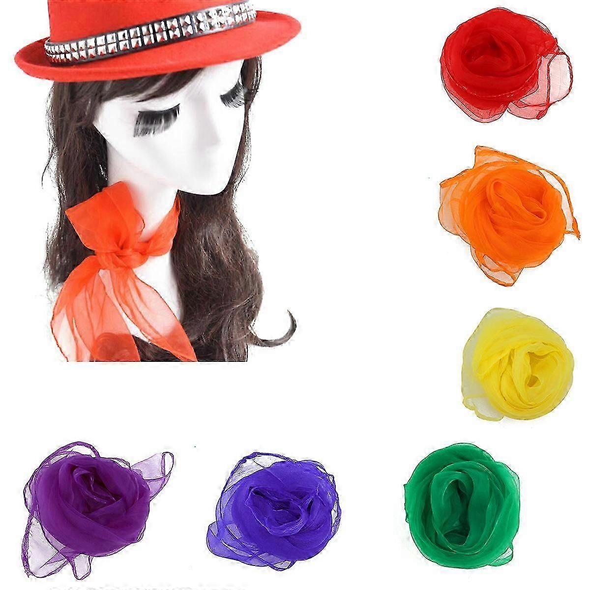 Hemmed Square Dance Scarf for Stage Performance 12Pcs Set