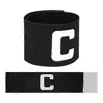 Football Captain Armband Adjustable Bands for 2Pcs Soccer Player Black