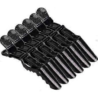 Conjunto de 6 Presilhas de Cabelo Crocodilo Profissionais para Estilização de Cabelo, Presilhas de Plástico Compatíveis com Uso em Salão de Beleza e em Casa (Preto)