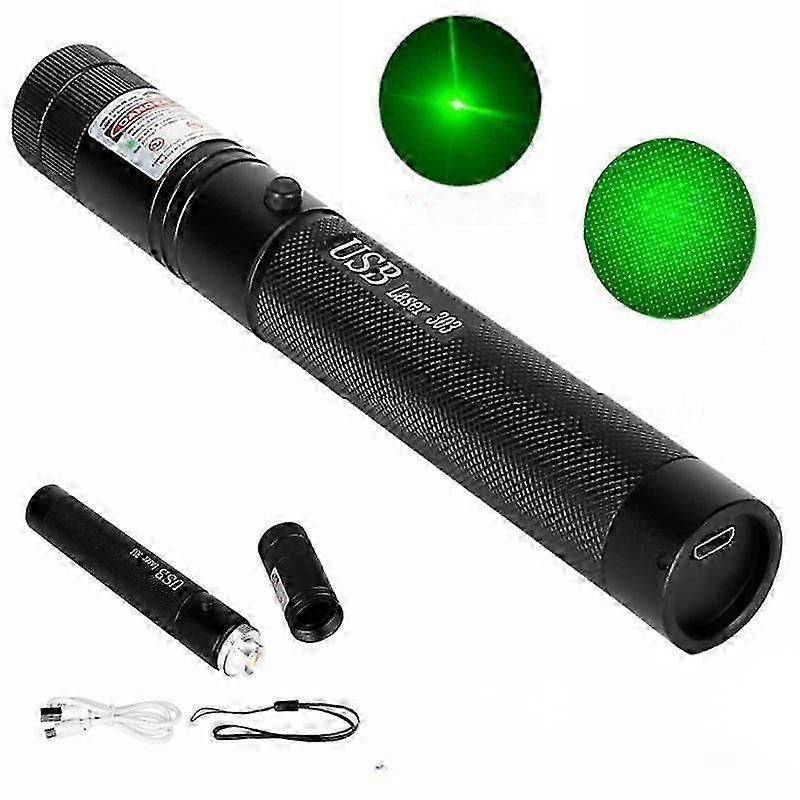 Laser flashlight 303 200 Mw laser pointer green with adjustable focus and star filter pattern