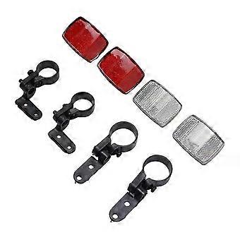 2 Pack Front Rear Bike Bicycle Reflector Set Red White Mounting Bracket Durable Cycling Safety Strip Bicycle Reflectors Parts