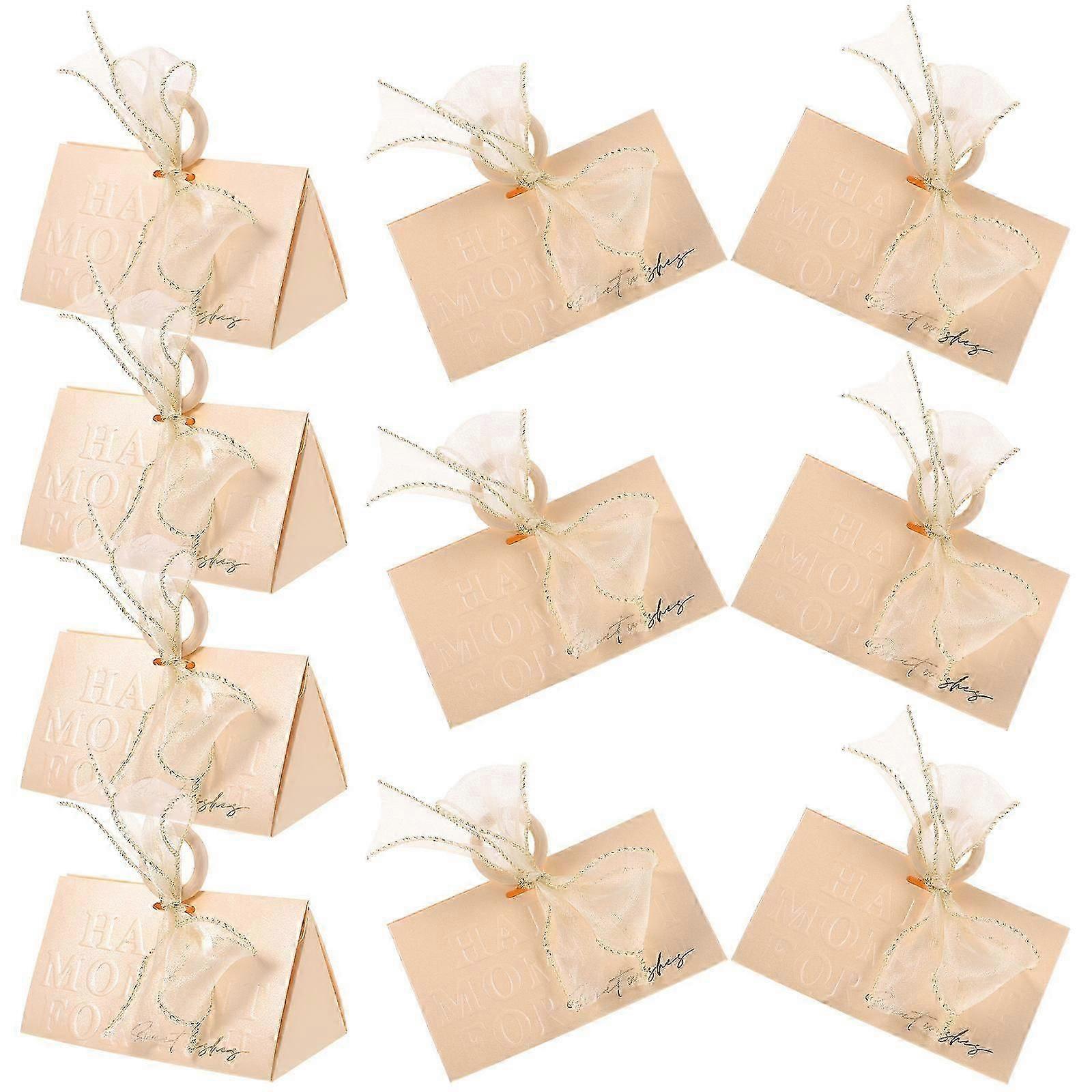 Durable MultiColor Paper Wedding Favor Boxes for Decoration Candy Gift Boxes Triangular Shape 10pcs