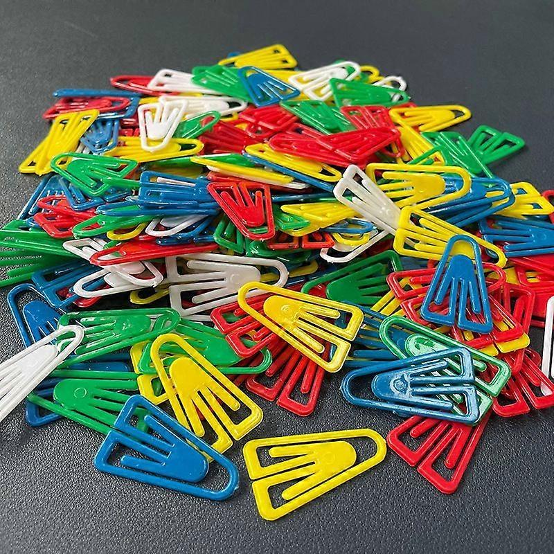 100 Plastic Paper Clips-35MM-Assorted Colors