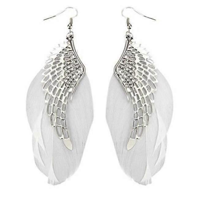 White Feather earrings with wings in silver