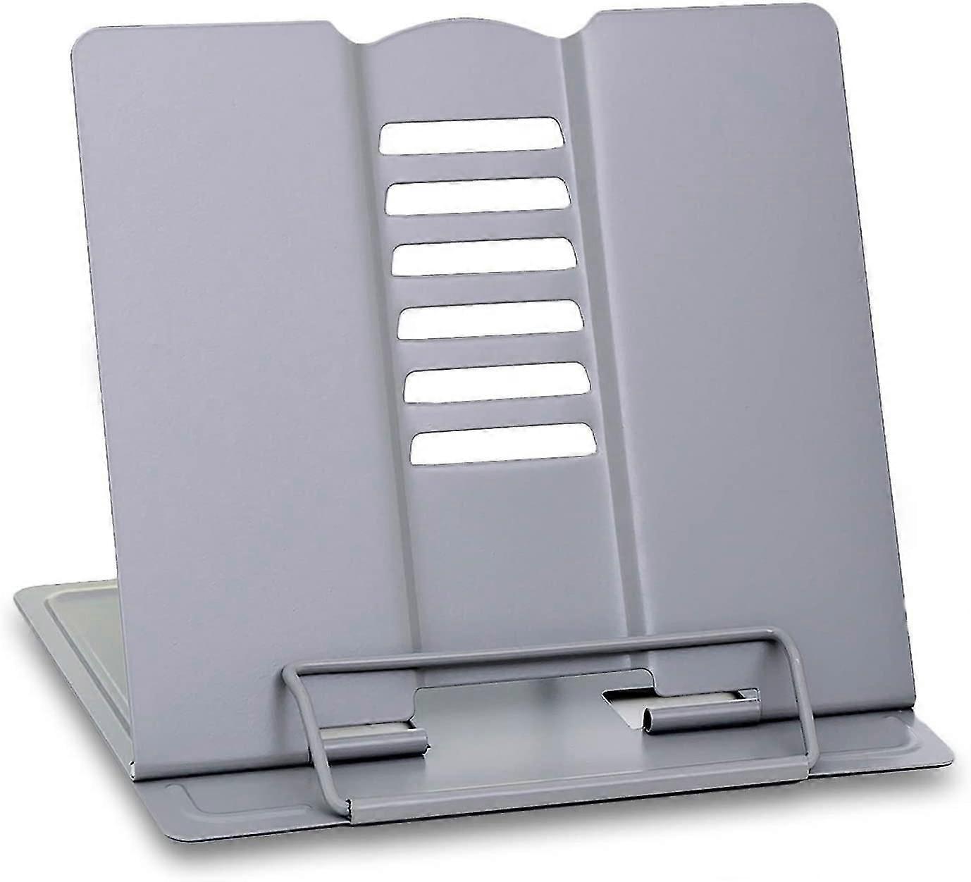 Metal Multi-function Portable Reading Rack With 6 Adjustment Levels For Kitchen And Office, Gray