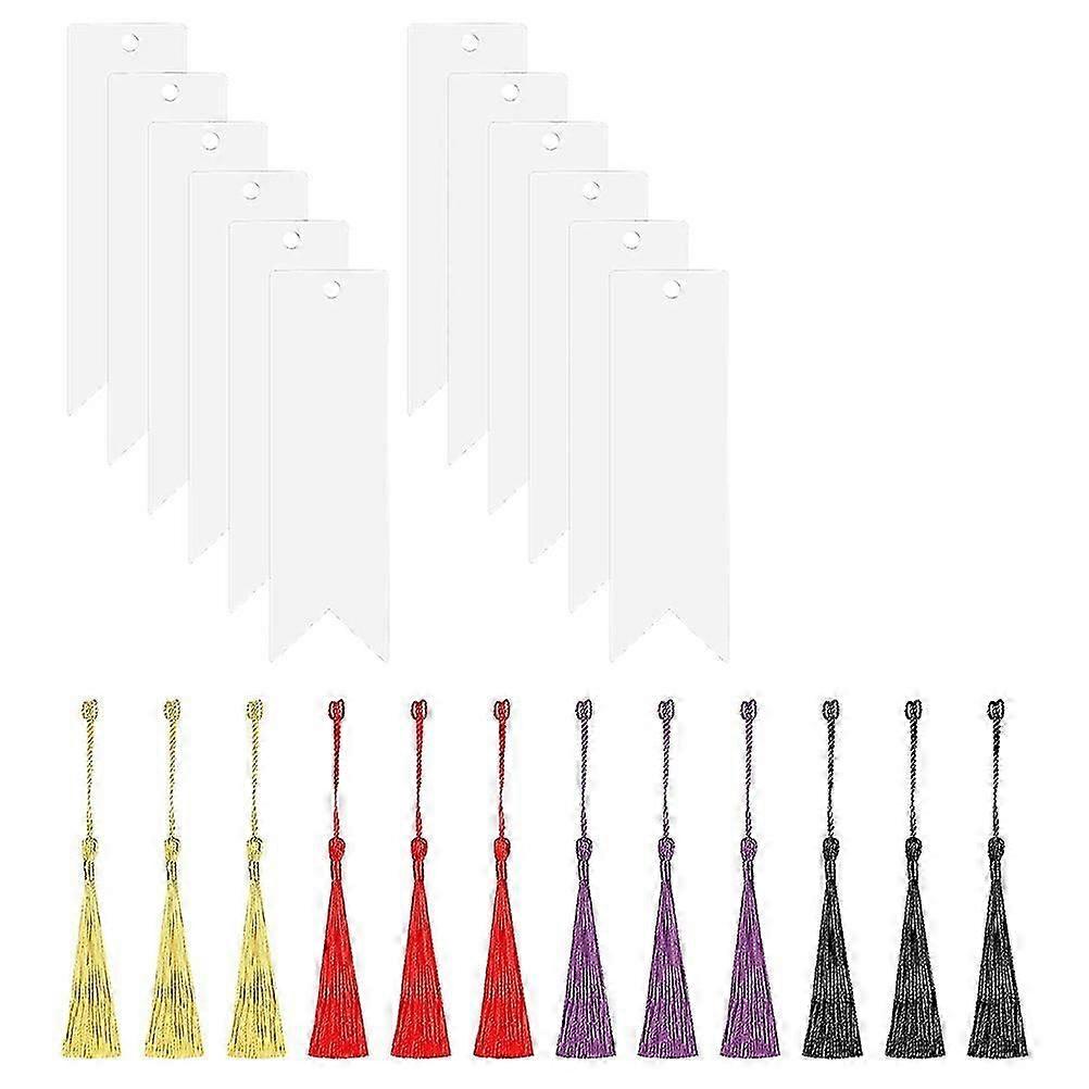 Bookmarks Aesthetic Tassel Bookmarks Rectangular Shape For Books 12 Sets SC