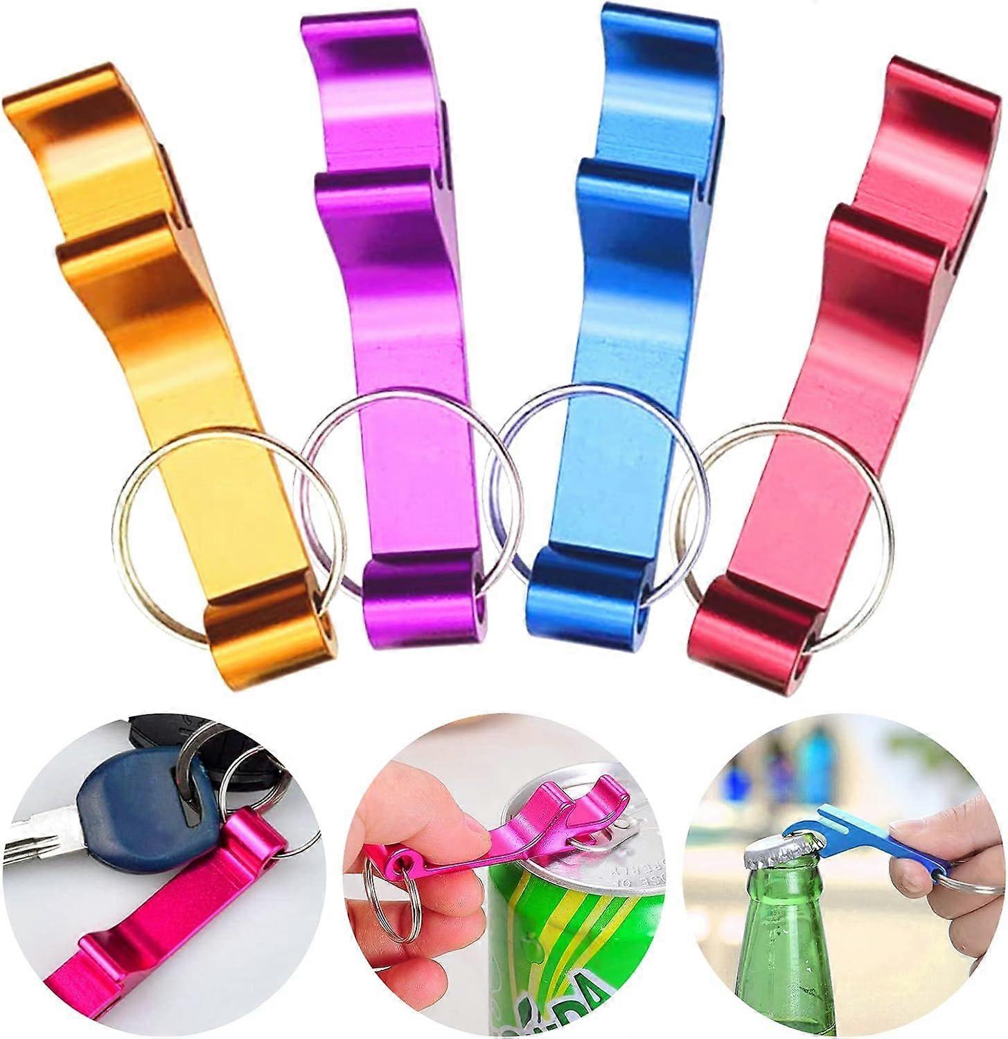 4 Pack Beer Bottle Opener - Keychain Mini Can Opener, Aluminium Multi-Function