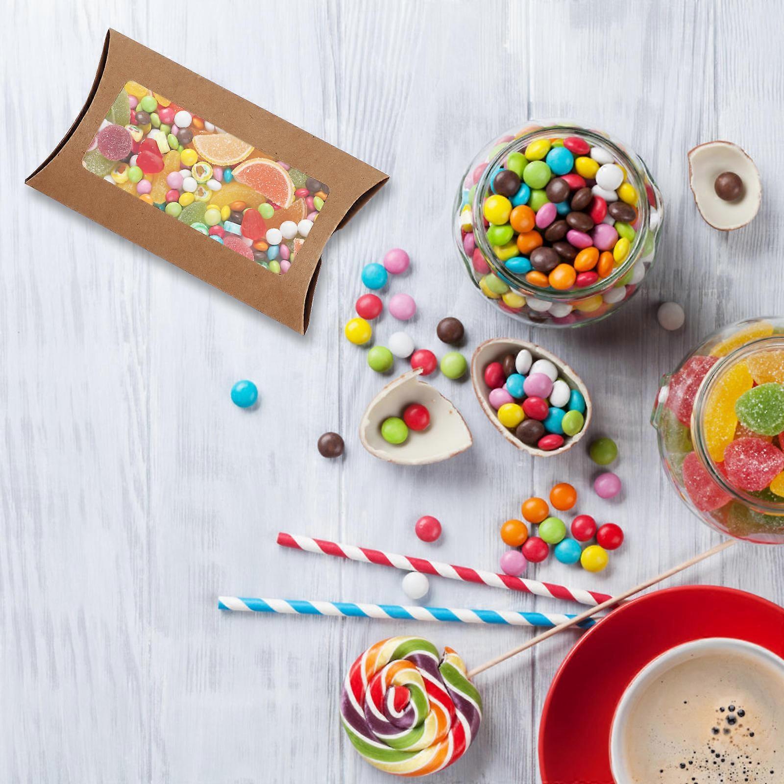 Unique Candy Boxes for Storage 10Pcs Pillow Shape Candy Boxes Brown