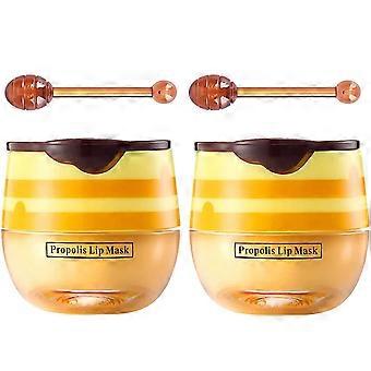 Lip Mask and Honey Balm for Deep Hydration, Overnight Treatment for Dry Cracked Lips, 2 Pcs