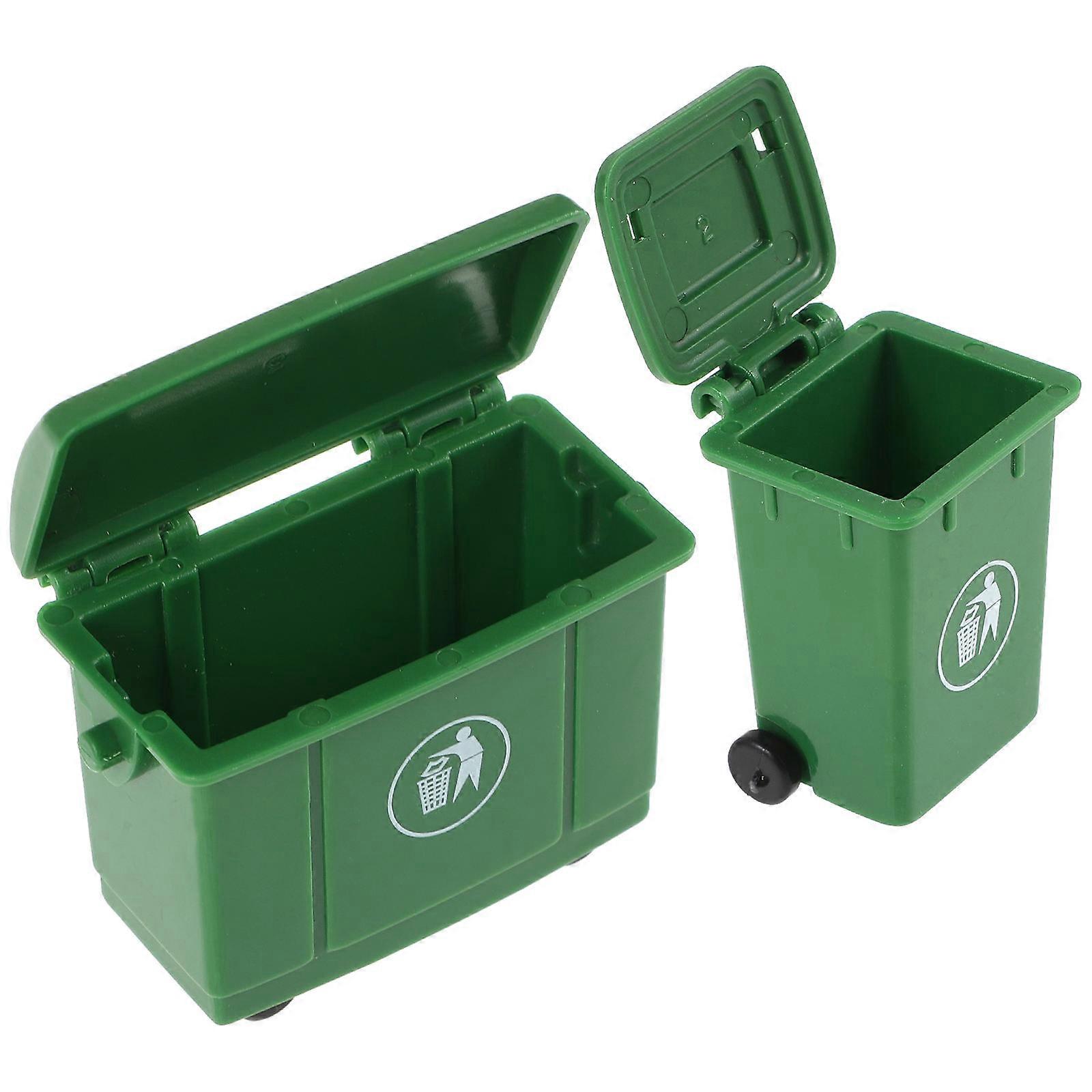 2Pcs Mini Trash Can Model Dollhouse Waste Container Miniature Sorting Garbage Bin Model