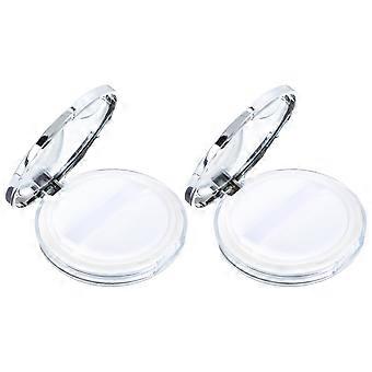 Portable Loose Powder Box Makeup Powder Case for Makeup Use 2Pcs Silver
