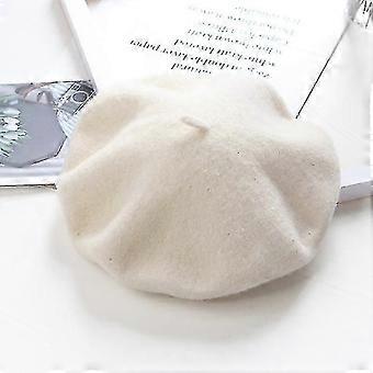 Wollbasketchen, Damen-Winterbasketchen, warme Wollstrickmütze, cremeweiß [XR]