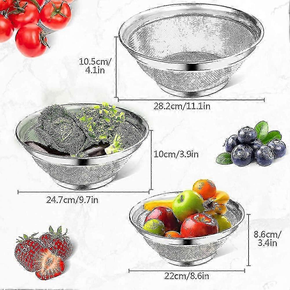 Stainless Steel Mesh Strainer Colander Set Professional Strainers compatible with Pasta