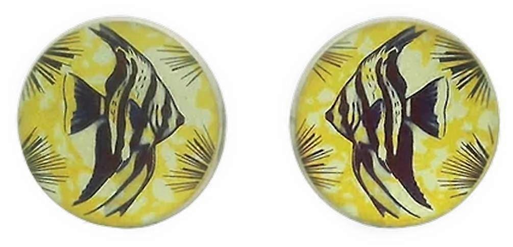 Ti2 Titanium Small Angelfish Stud Earrings - Yellow