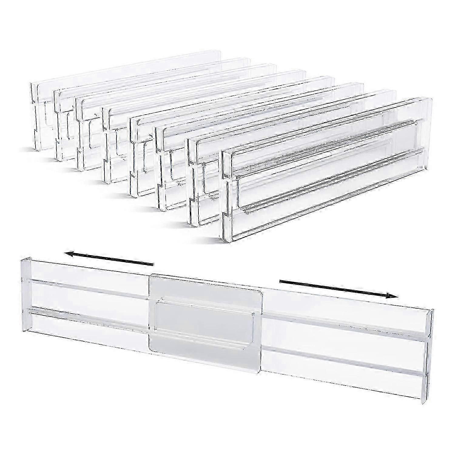 Adjustable Drawer Dividers 8 Pack - 11-20.6 Inch Expandable Kitchen Drawer Organizer
