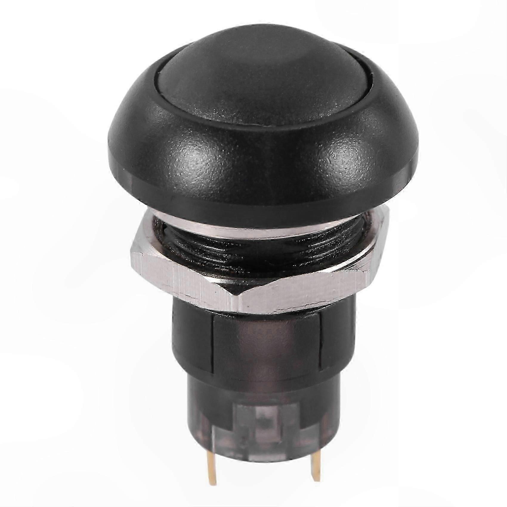 Waterproof Push Button Switch, 12mm SPST On-Off Latching, IP67 Rated, Black