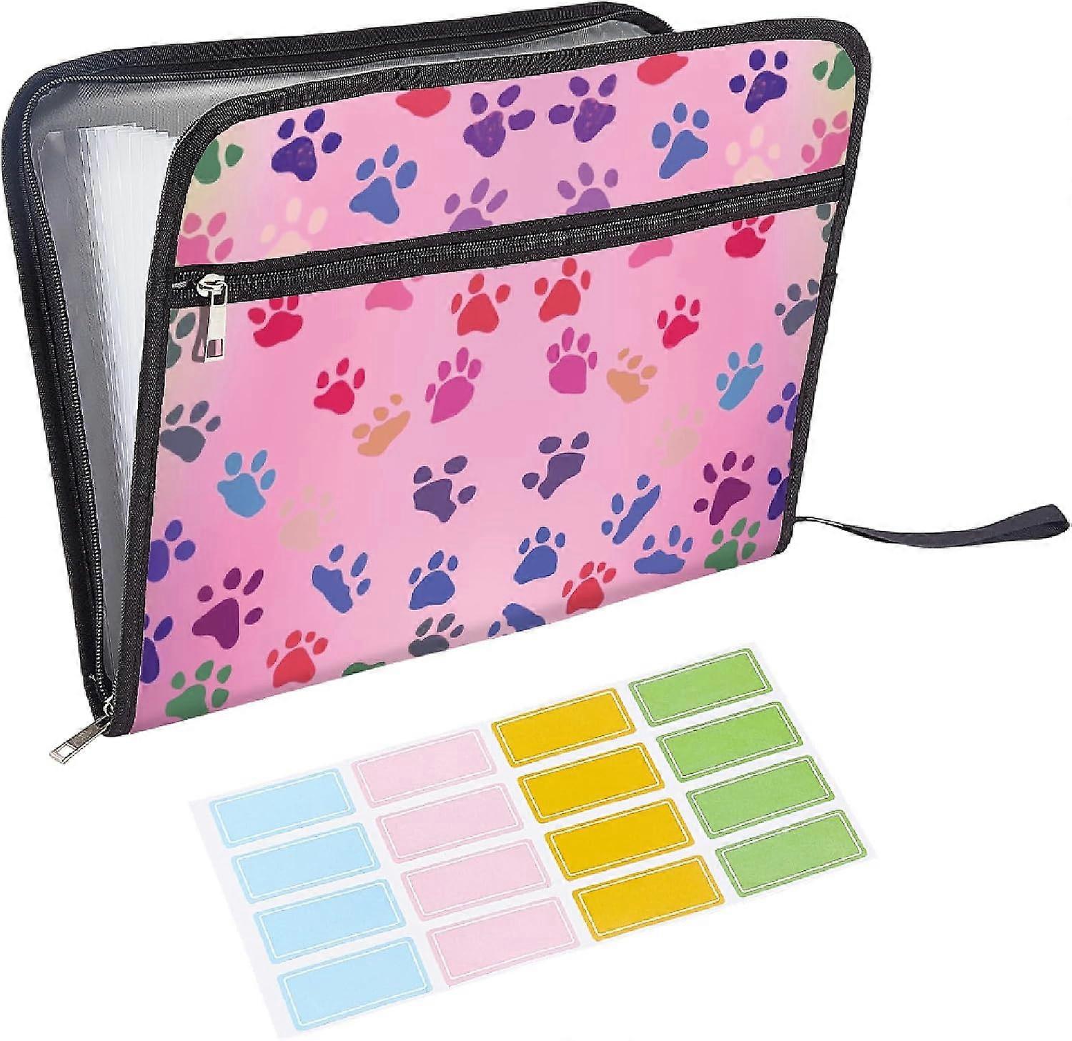 Plastic File Folders with Polyester Label Sheet Document Organizer Rectangle Paw Print 560x365mm