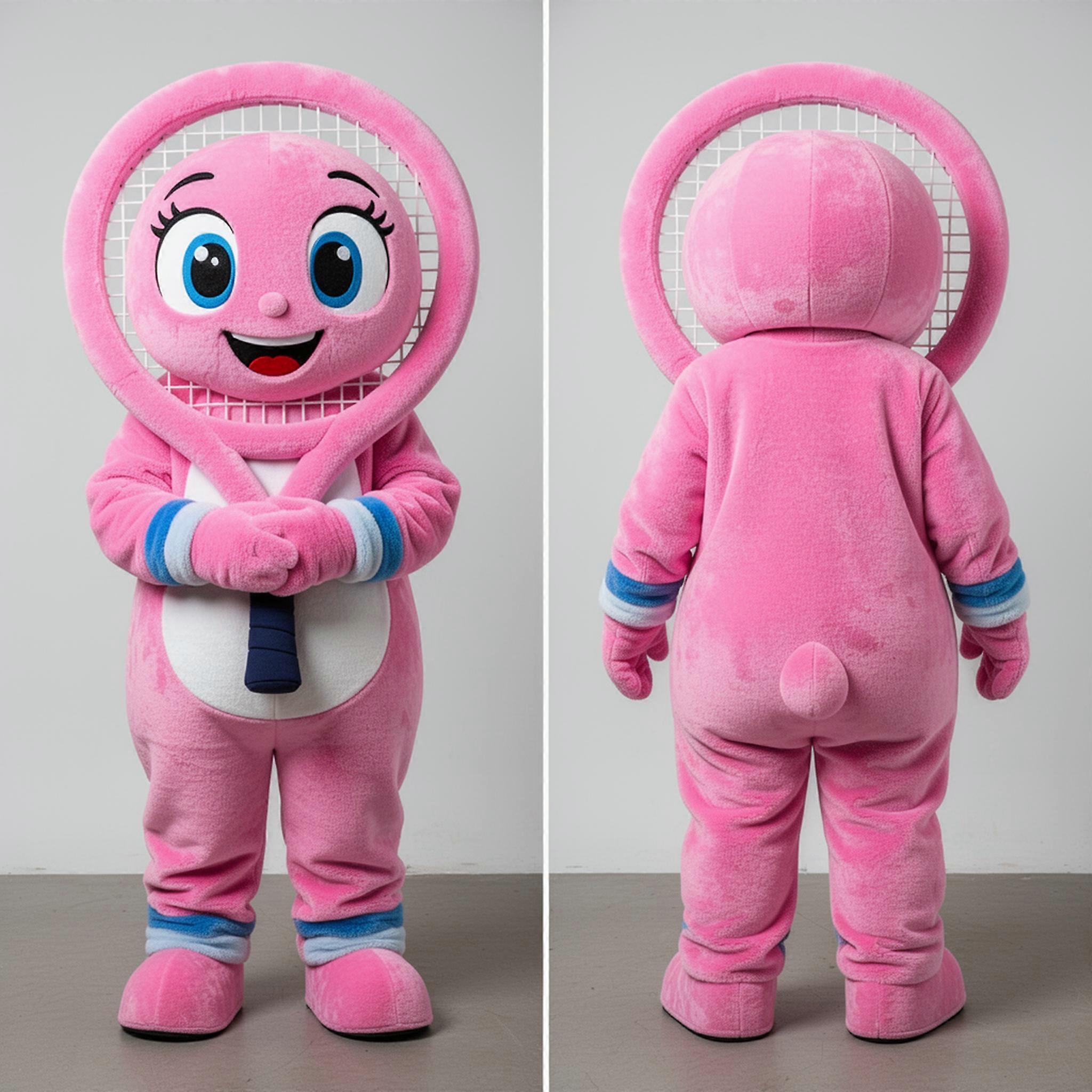MASTICOT Pink Rounded Tennis Racket Mascot
