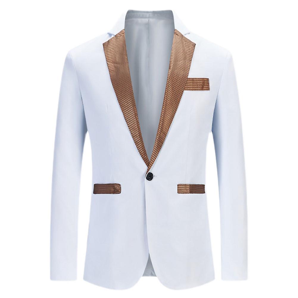 Cloudstyle Men's Causal Colorblock Notched Lapel 1 Button Blazer