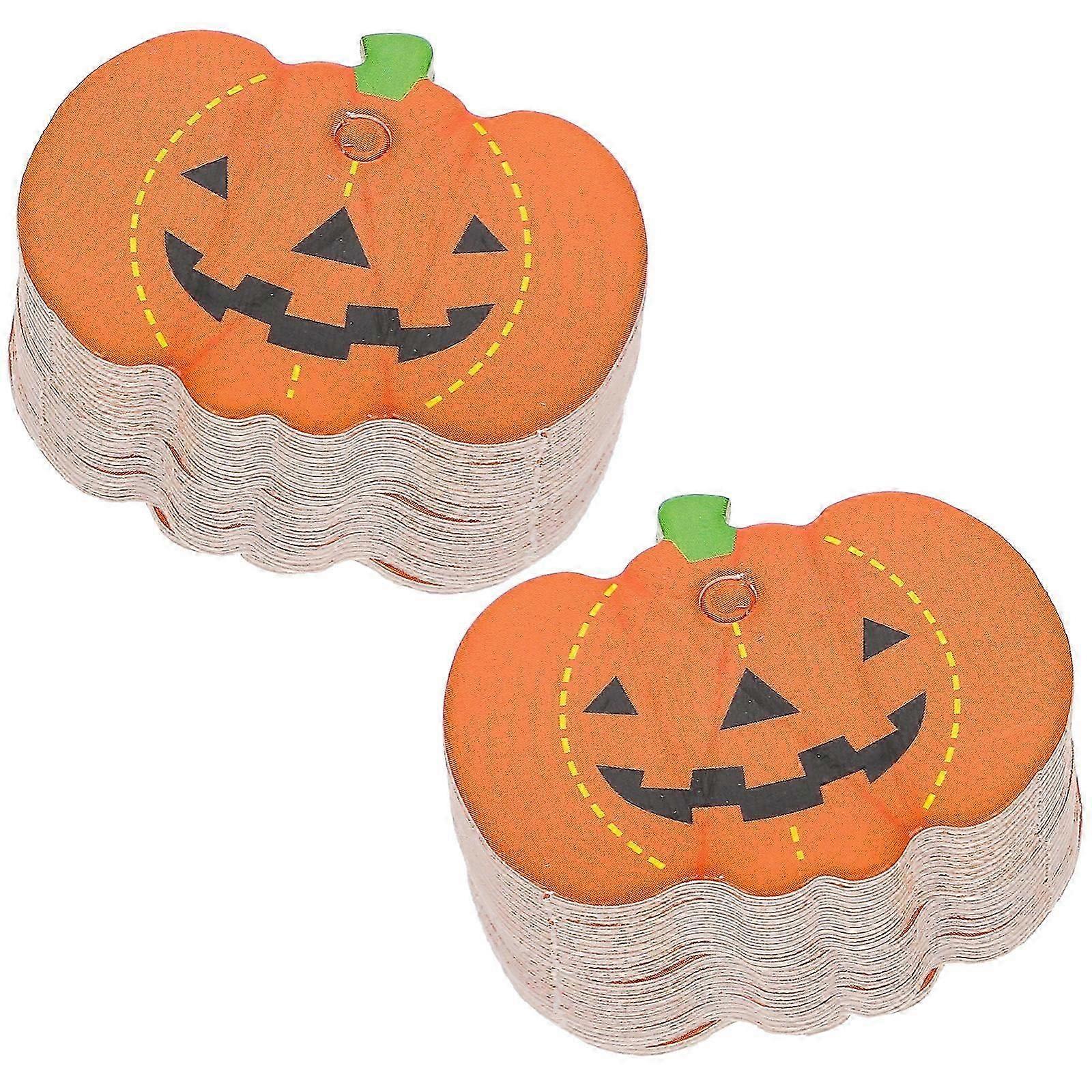 Pumpkin Shape Paper Labels With String For DIY Projects And Candy Decoration Halloween Theme 100Pcs