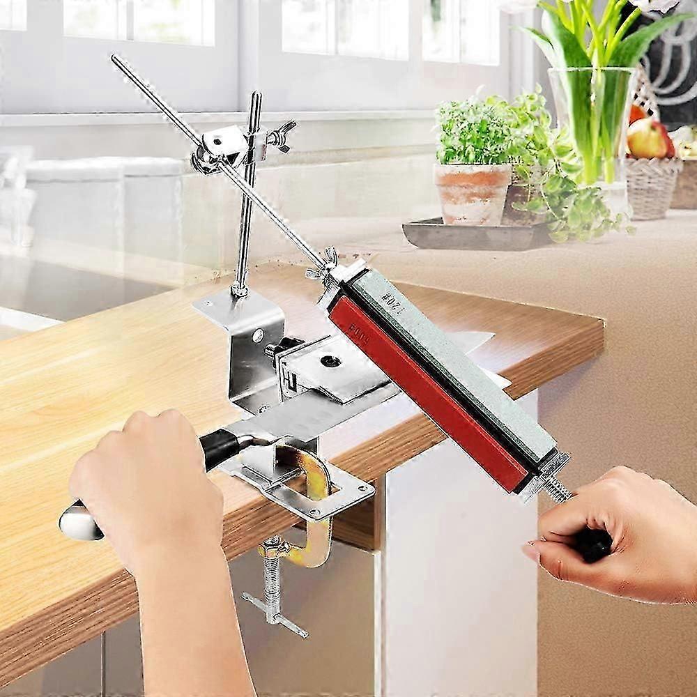 Professional Knife Sharpener, Stainless Steel Kitchen Sharpener, Fixed Angle Knife Sharpener with 4
