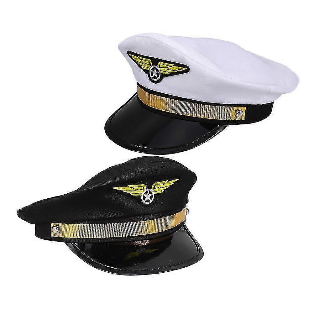 Pilot Captain Hat Flying Style 2Pcs Adjustable for Cosplay Stage Use
