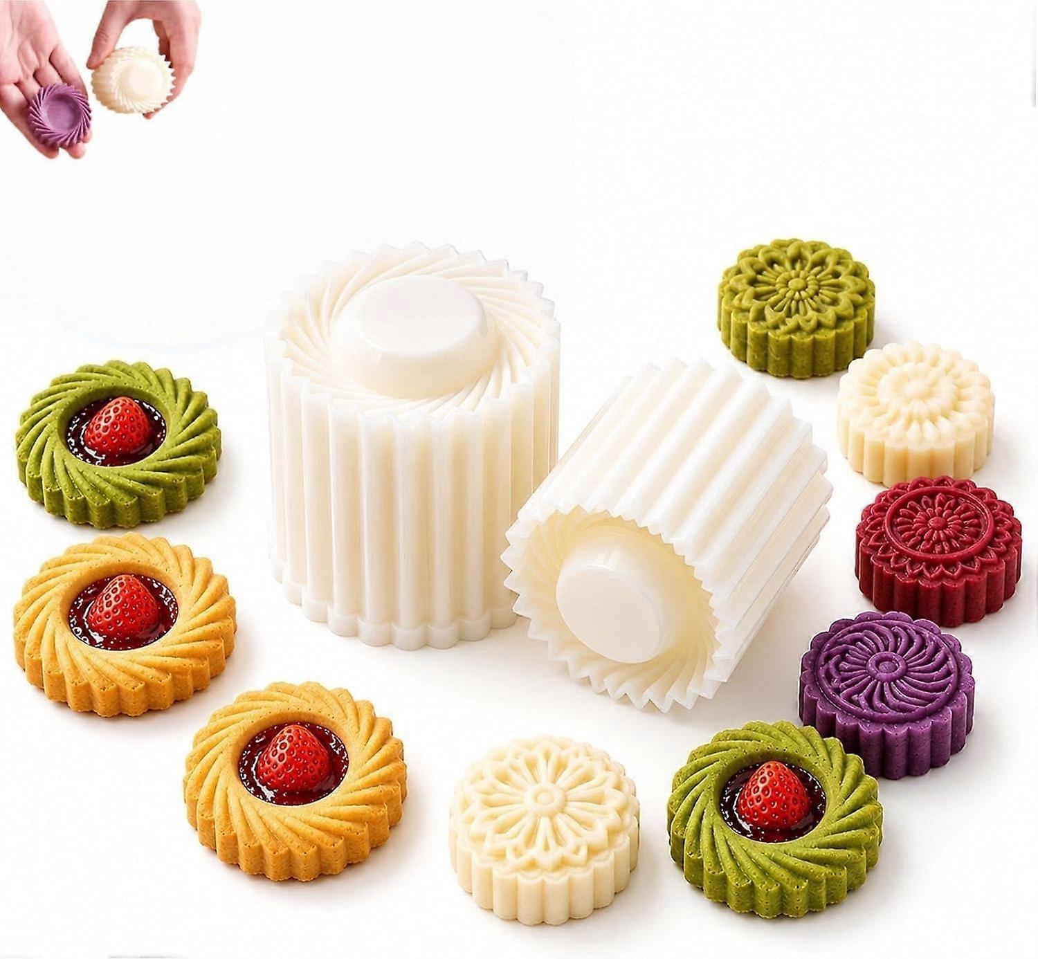 Sunflower-Patterned Round Hand-Press Mooncake Mold for DIY Cookie Mooncake