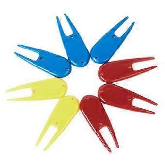 8pcs Plastic Accessory Divot Tool (yellow red blue)
