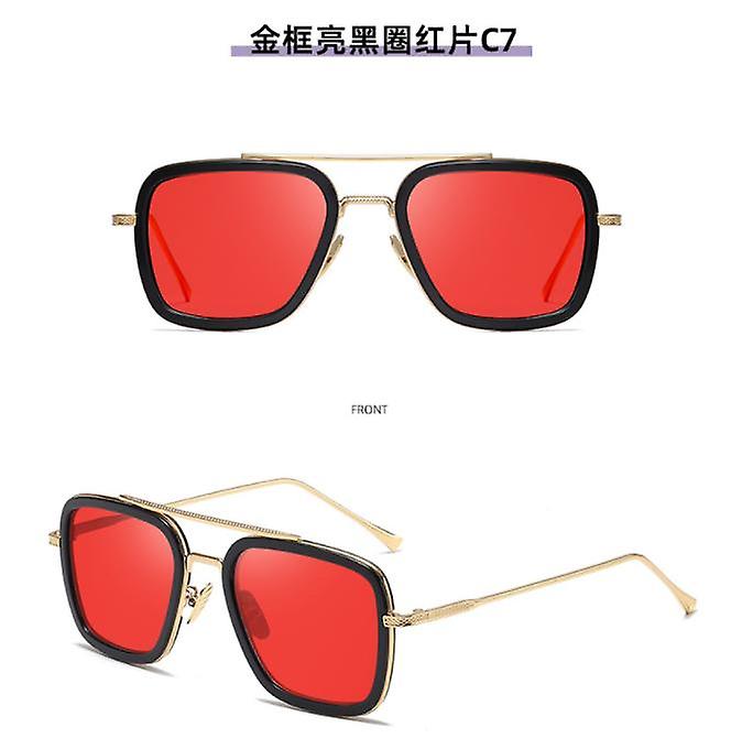 Fashion Men's And Women's Square Iron Man With The Same Sunglasses Retro Sunglasses