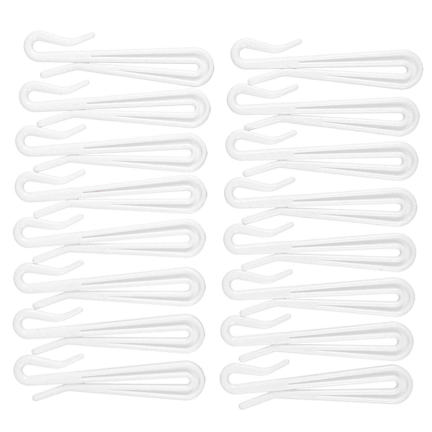 Plastic Window Curtain Hooks 16 Pcs White