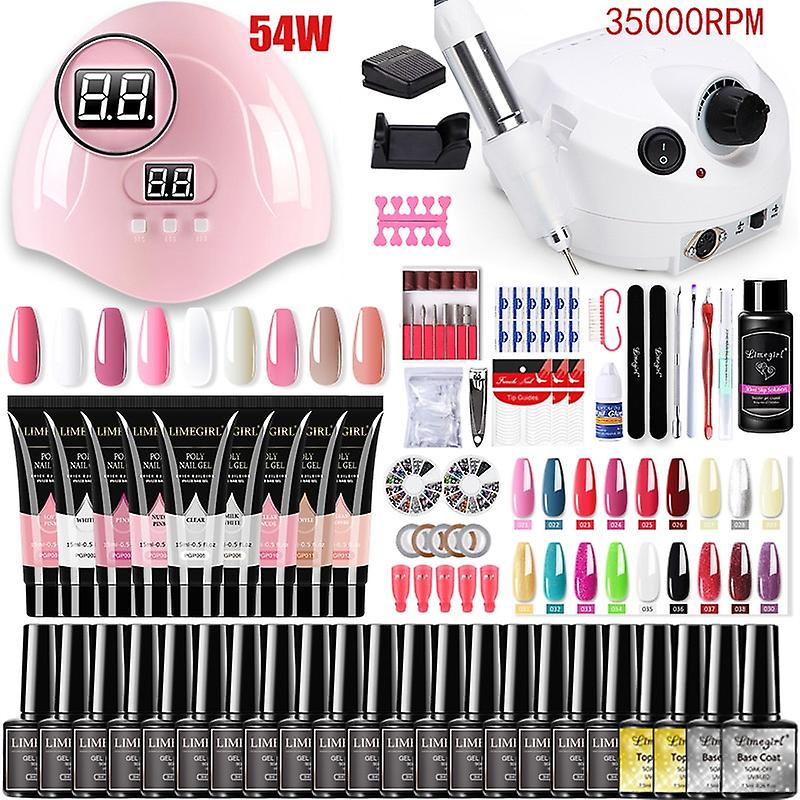 Manicure Set For Nail Extensions Gel Nail Polish Set Poly Nail Gel Set With Nail Lamp Kits Nail Tools Set 7