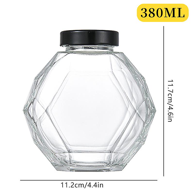 Bouteille de miel en verre hexagonal de 200 ml avec pot de miel en bois