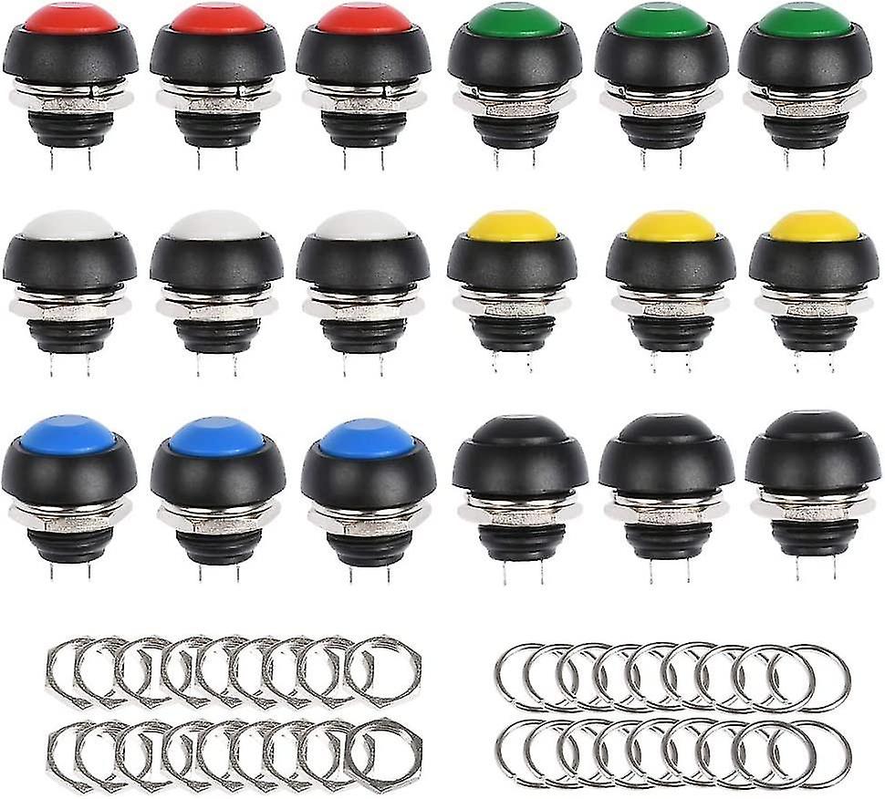 18 Pieces Diy Plastic Latch Switch Button 12mm Mini Waterproof Button Push Button 6 Colors Momentary
