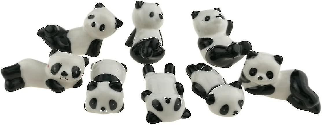 Set Of 8 Black And White Ceramic Panda Shape Chopstick Holders For Home Decoration