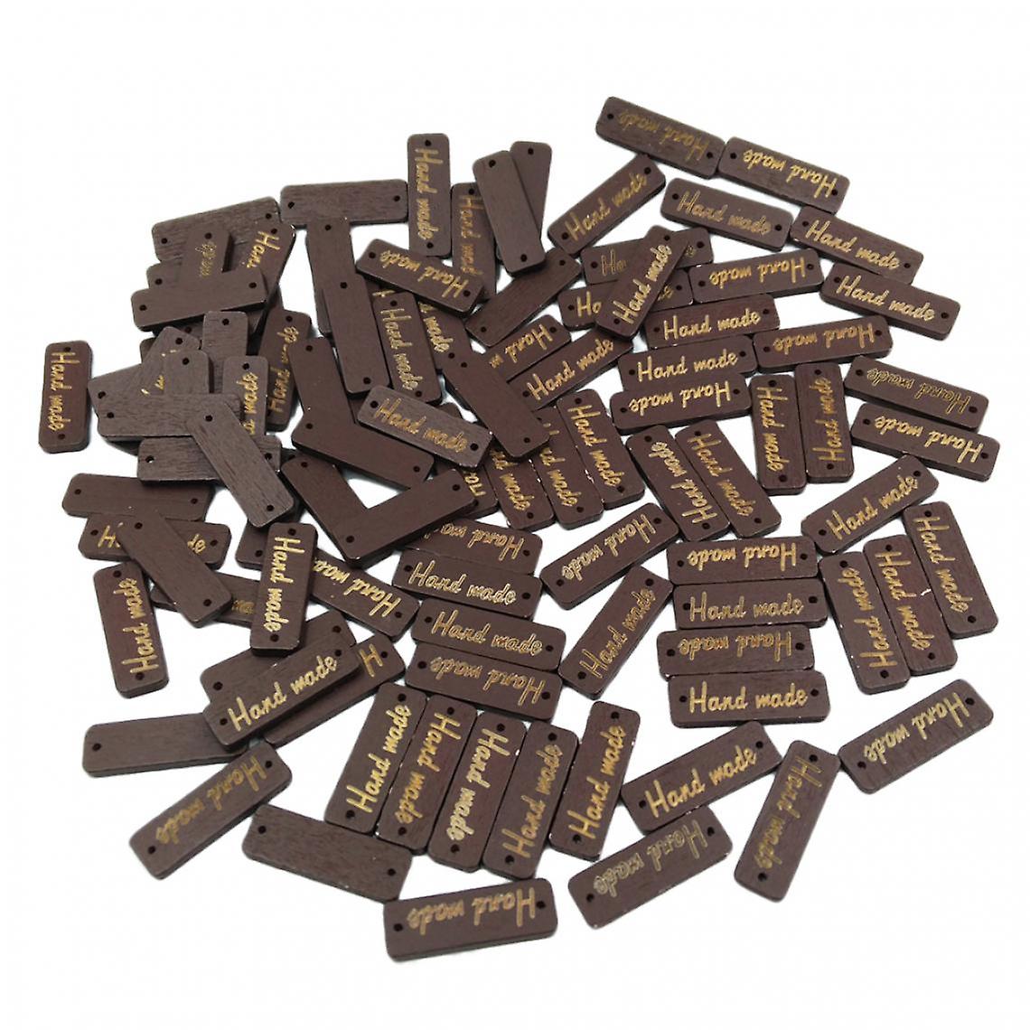50 Handmade Wooden Tags Button Tag For Scrapbooking 30mm Brown