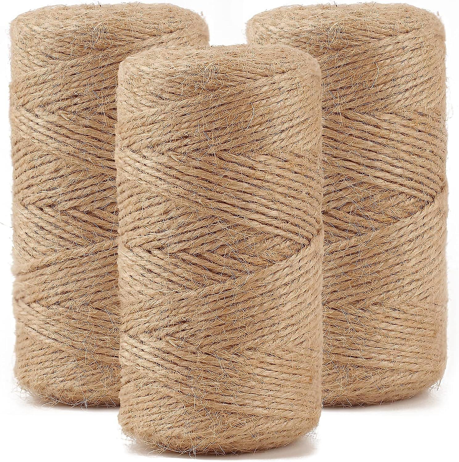Anvin 984 Feet Cotton Twine Natural Jute Twine Packing Twines Bakers Twine White Twine Wrapping Butchers Baking Arts And Crafts Gardening( Pack Of 3, 10 Ply 2mm Thick
