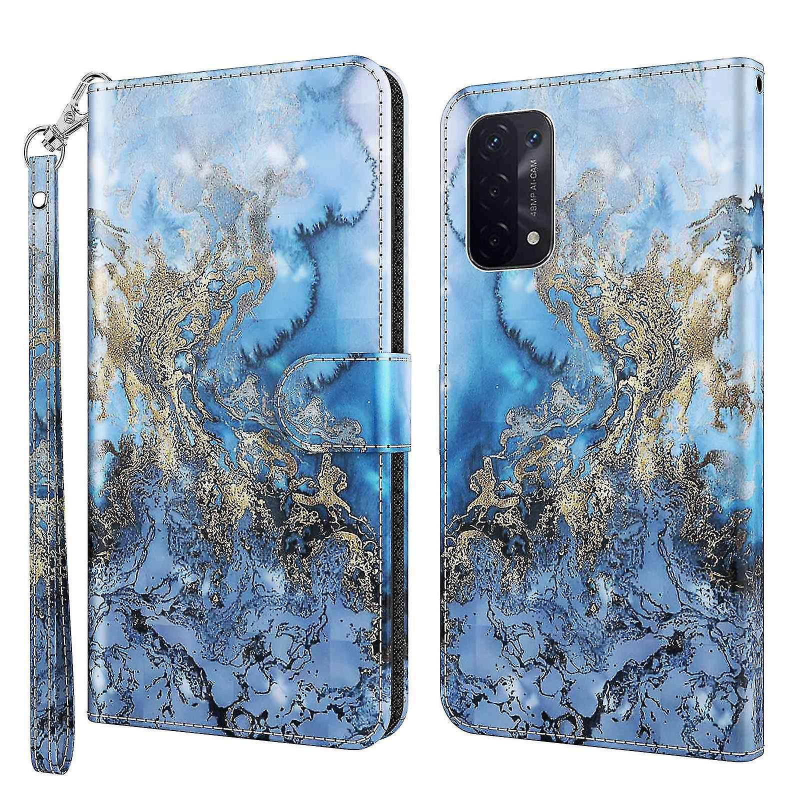 For Oppo A54 5g/a74 5g Wallet Phone Case 3d Pattern Printing Pu Leather Wrist Strap Stand Feature Flip Cover
