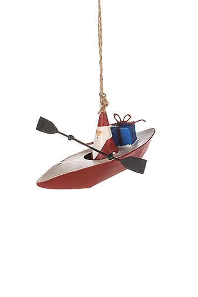 Shoeless Joe Santa in Kayak Christmas Tree Decoration