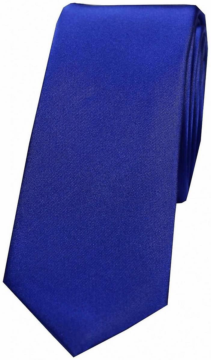 David Van Hagen Satin Silk Thin Tie - Royal Blue