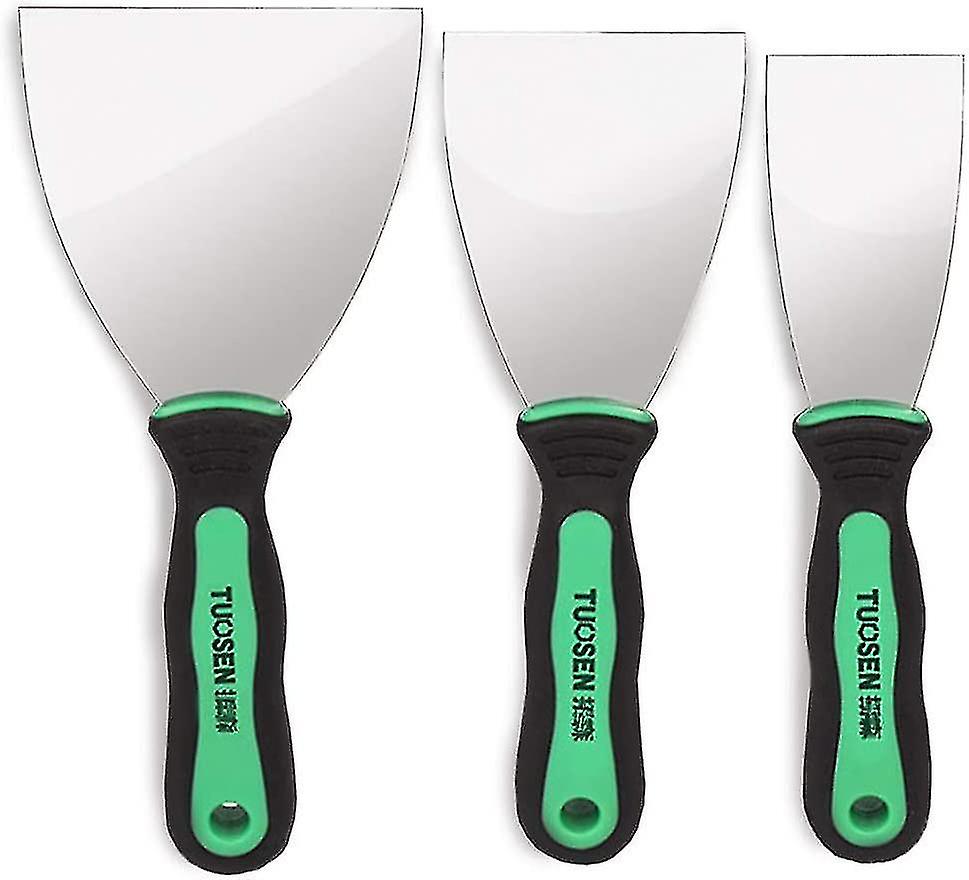3 Pieces Putty Knife, 50/75/100 Stainless Steel Spatula Set With Non-slip Handle, Diy Spatula For Di
