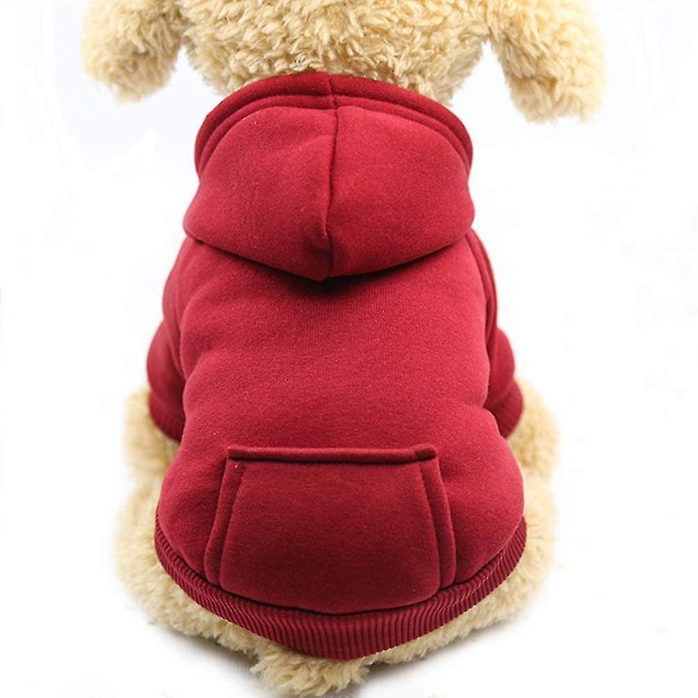Winter Dog Hoodie Sweaters With Pockets Warm Red, Small