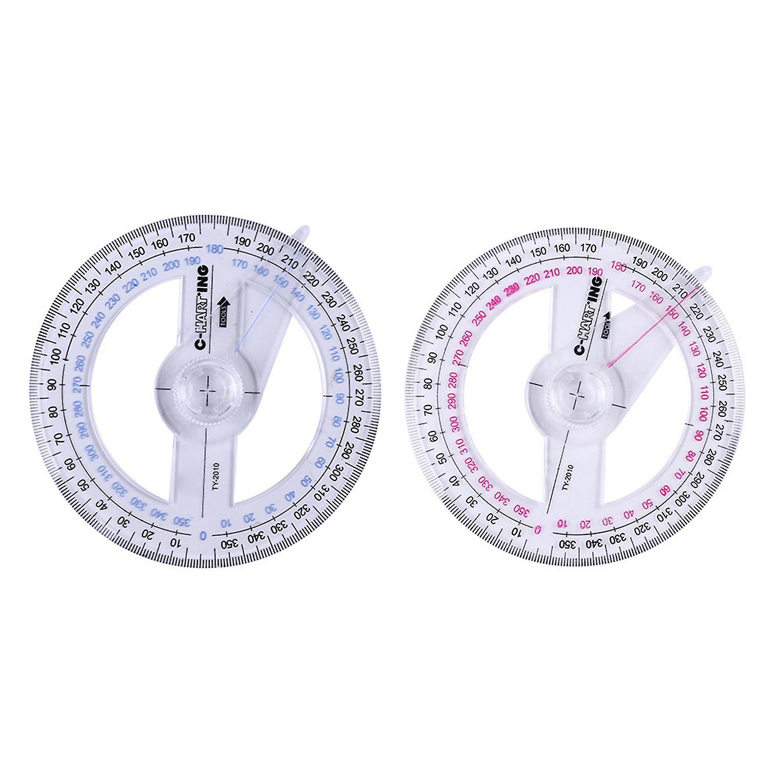 3 x 2Pcs Convenient Protractor Easy Use Plastic Portable 360 Degree Angle Ruler for Daily