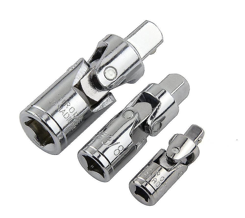 3 Pieces Drive Universal Joint Socket- Flex Socket ,metric1/43/81/23pcssilver