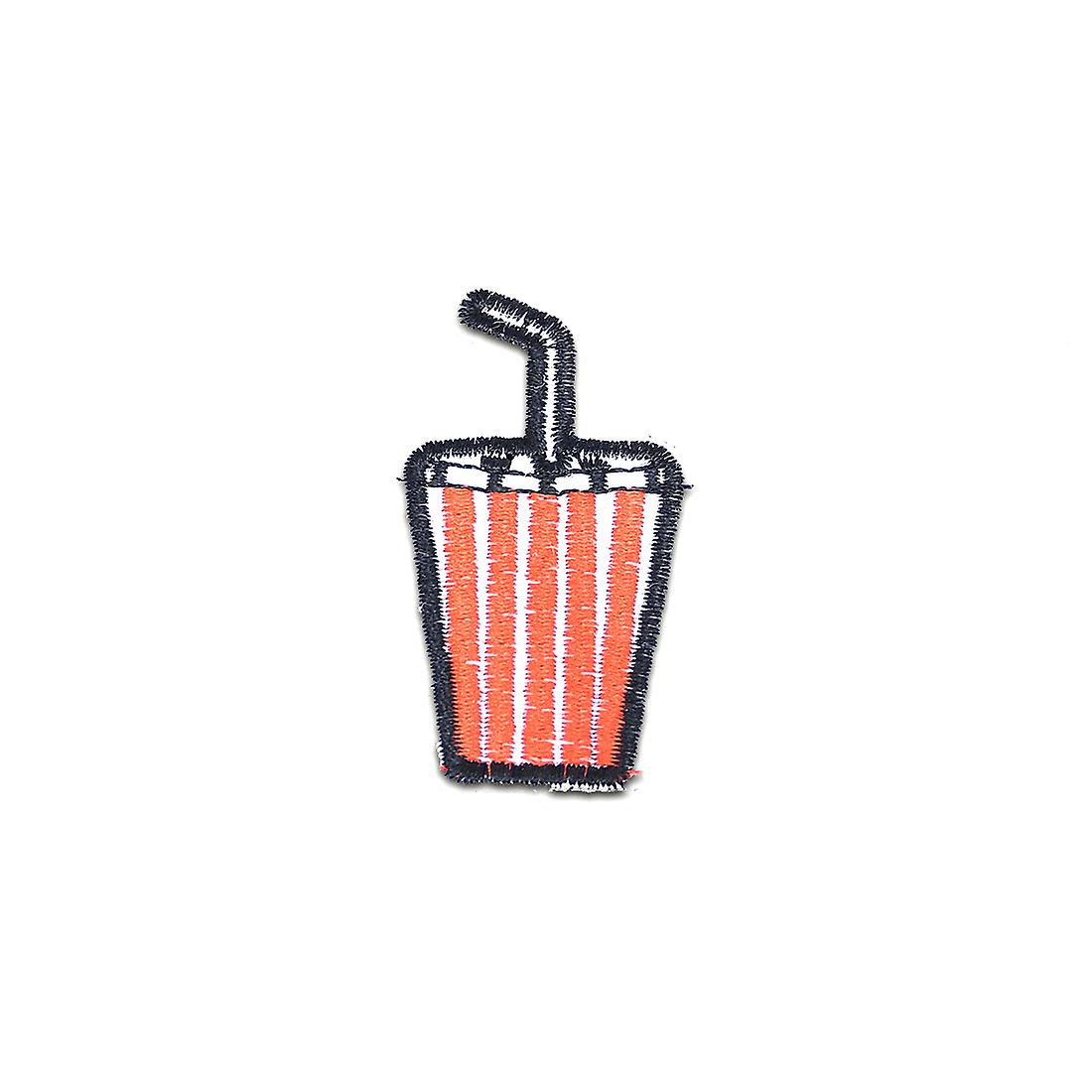 Patch / iron-on patch - Drink cup with straw – red – 6x3,2cm - patch