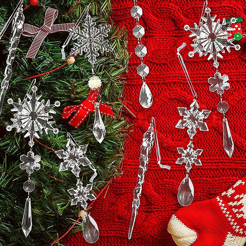 10pcs Christmas Decoration Acrylic Icicle Pendants Ice Strip Pendants Ornaments