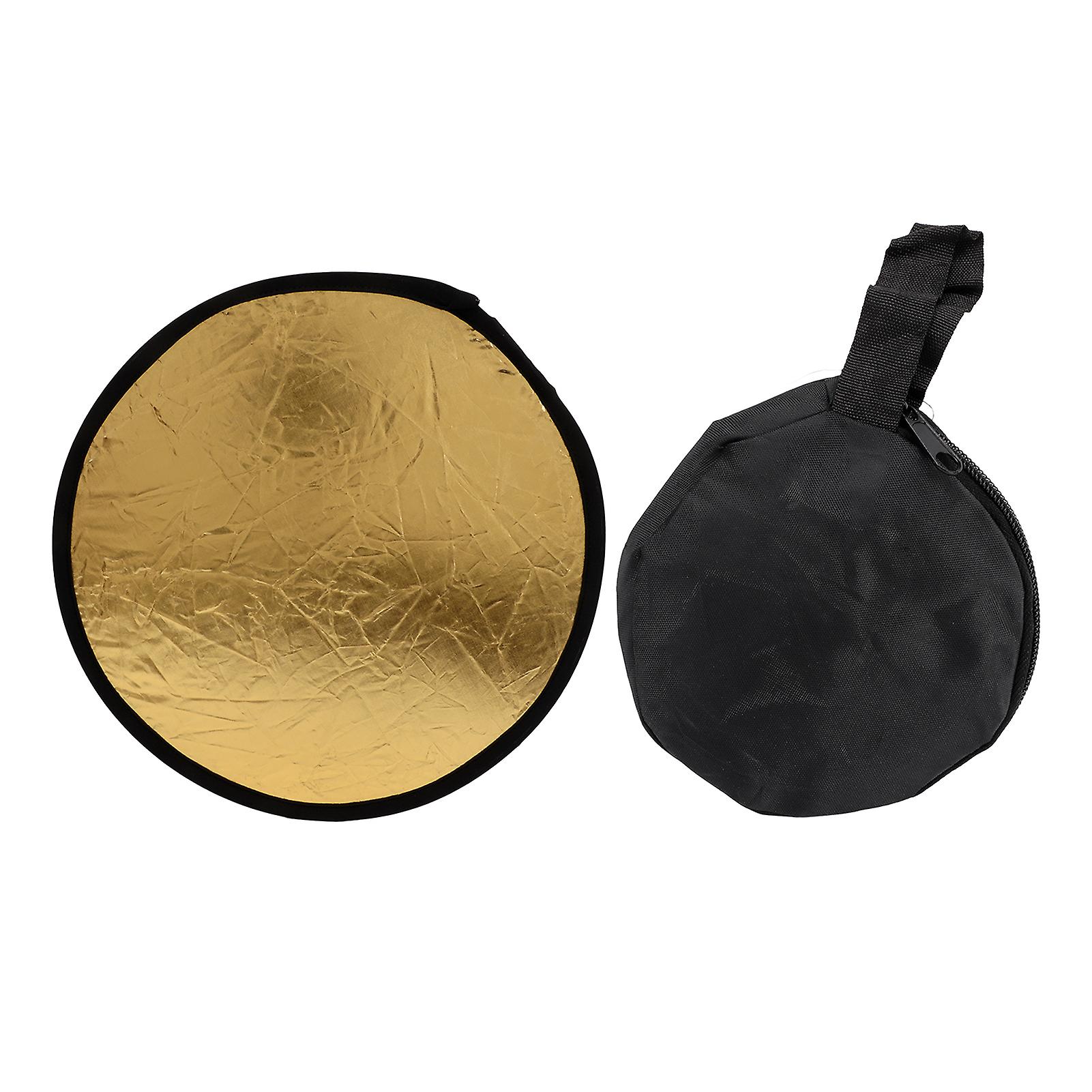 Disc Light Reflector 11.8in Round Gold Silver 2 in 1 Collapsible Portable Photography Reflector for Portraits Headshots