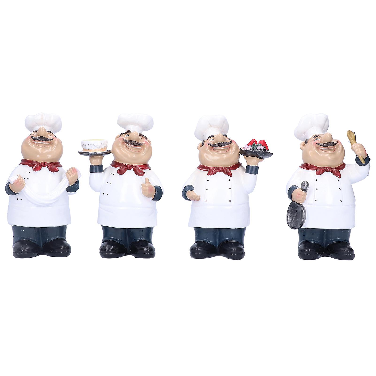 4Pcs Chef Style Ornaments Character Sculpture Dining Table Creativity Gift Craft Decorations